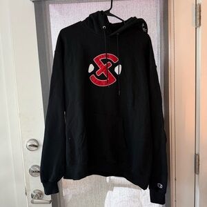 Champion Black Hoodie with Red Accents